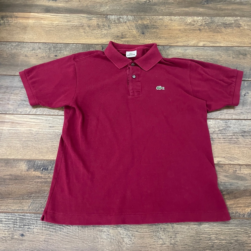 Lacoste Mens Short Sleeve Pique Polo Shirt Burgundy Maroon Size 5 M Preppy Golf
